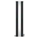 Oval Mirror Radiator & Valves - 1800mm x 380mm - Anthracite Grey - Used - Good