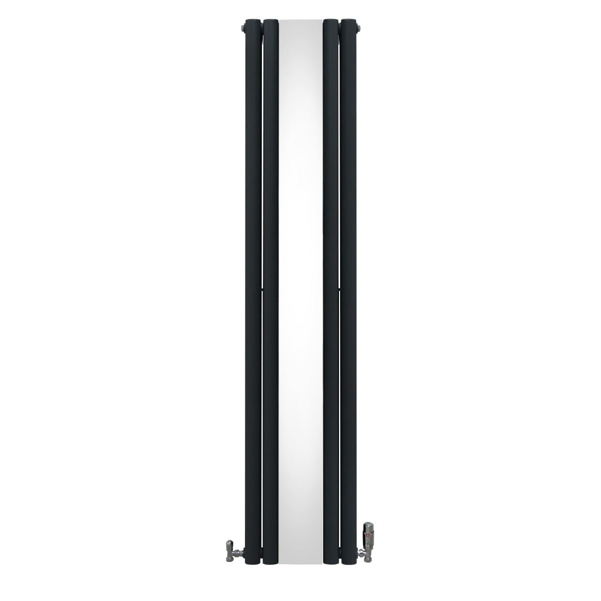 Oval Mirror Radiator & Valves - 1800mm x 380mm - Anthracite Grey - Used - Acceptable