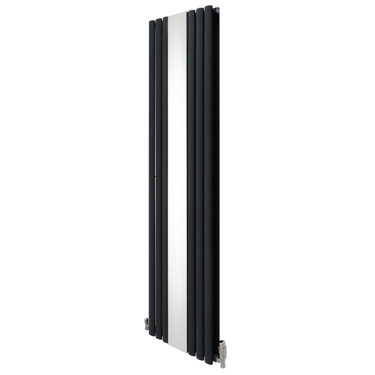 Oval Mirror Radiator & Valves - 1800mm x 500mm - Anthracite Grey - Used - Good