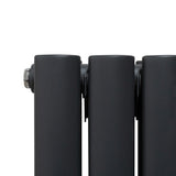 Oval Mirror Radiator & Valves - 1800mm x 500mm - Anthracite Grey - Like New