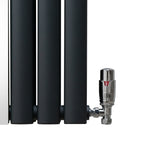 Oval Mirror Radiator & Valves - 1800mm x 500mm - Anthracite Grey - Used - Good