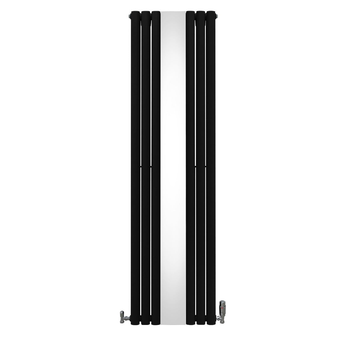 Oval Mirror Radiator & Valves - 1800mm x 500mm - Black - Like New