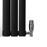 Oval Mirror Radiator & Valves - 1800mm x 500mm - Black - Like New