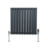 Oval Column Radiator & Valves - 600mm x 600mm – Anthracite Grey - Used - Very Good