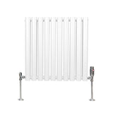 Oval Column Radiator & Valves - 600mm x 600mm – White - Used - Acceptable