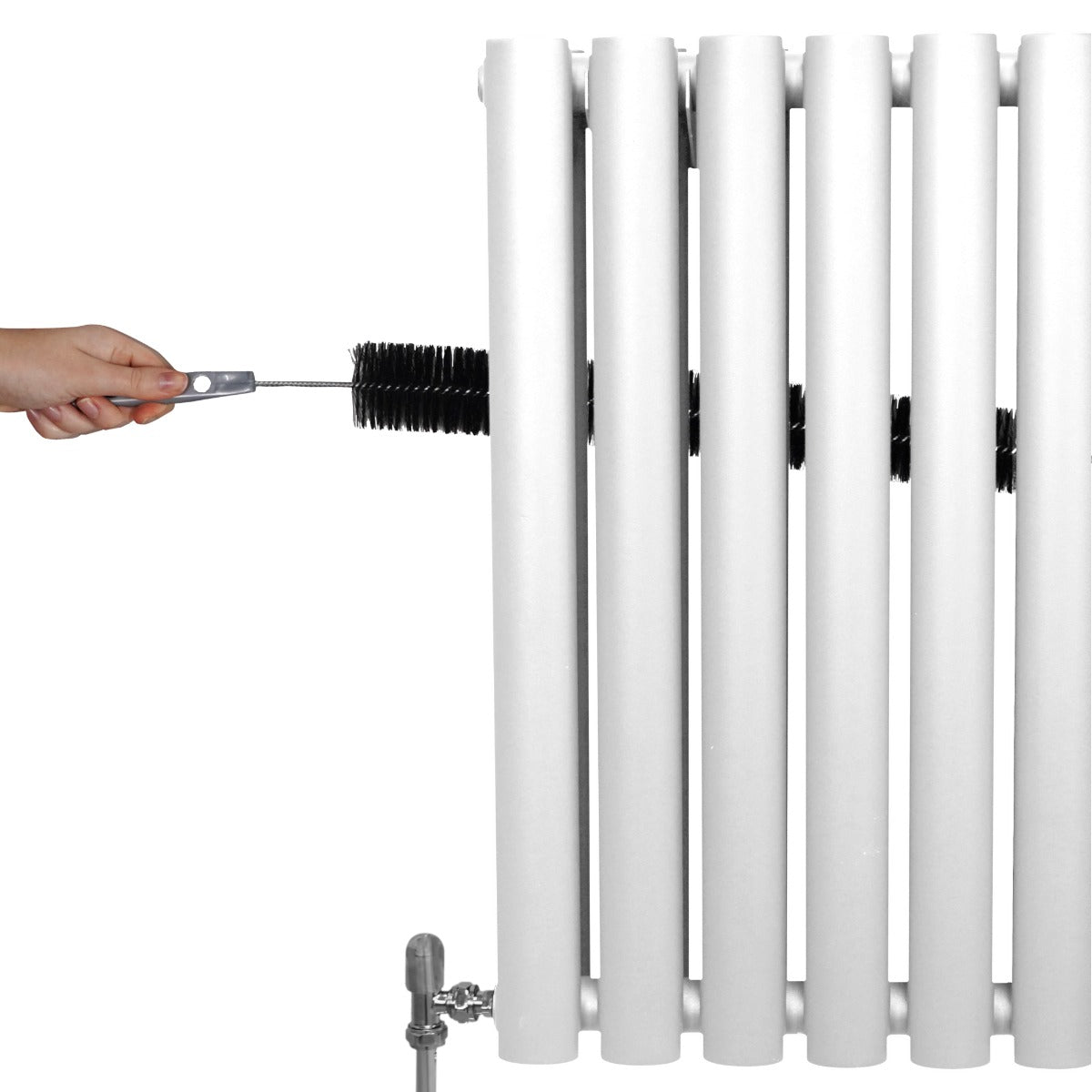 Oval Column Radiator & Valves - 600mm x 600mm – White - Used - Very Good