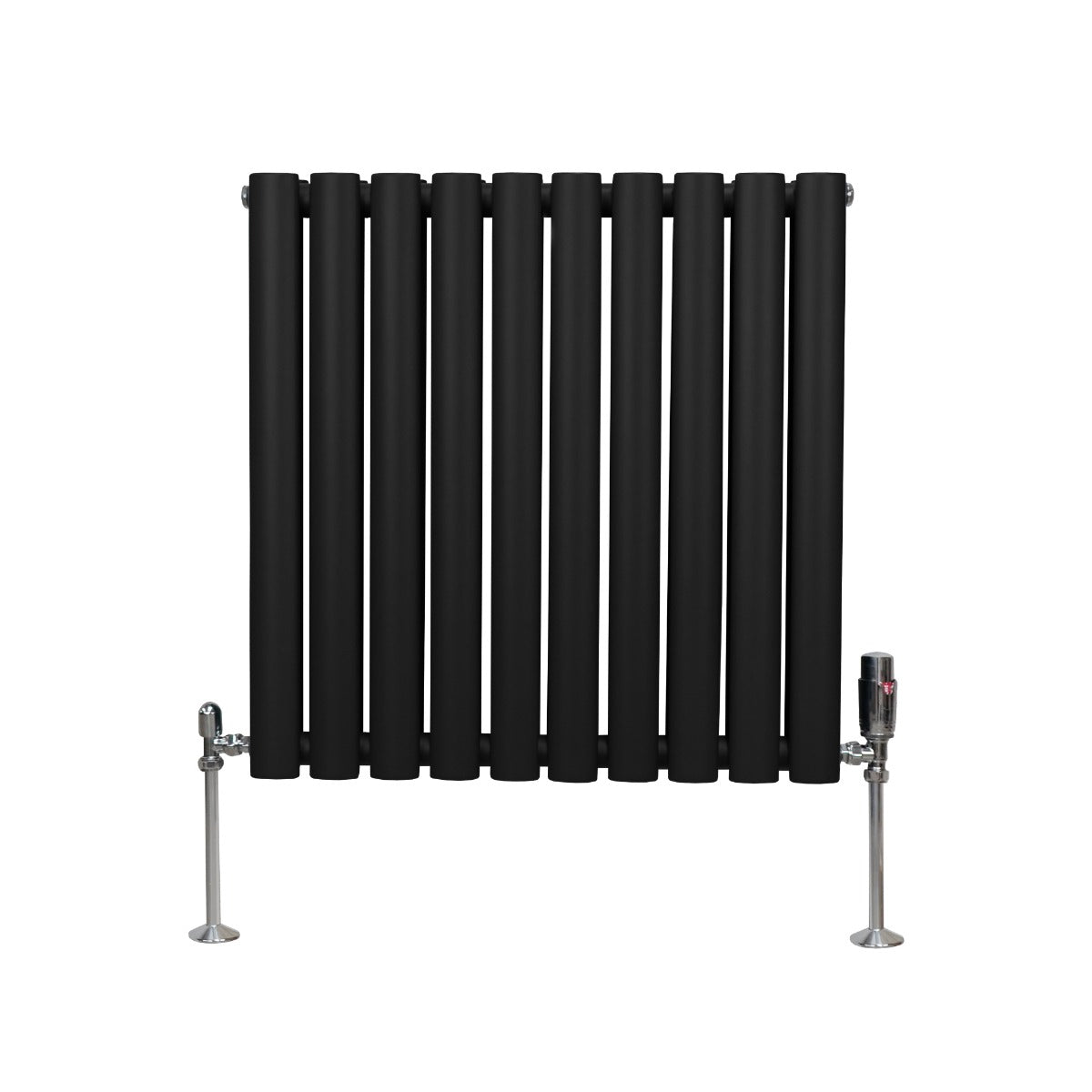 Oval Column Radiator & Valves - 600mm x 600mm – Black - Used - Good