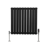 Oval Column Radiator & Valves - 600mm x 600mm – Black - Used - Acceptable