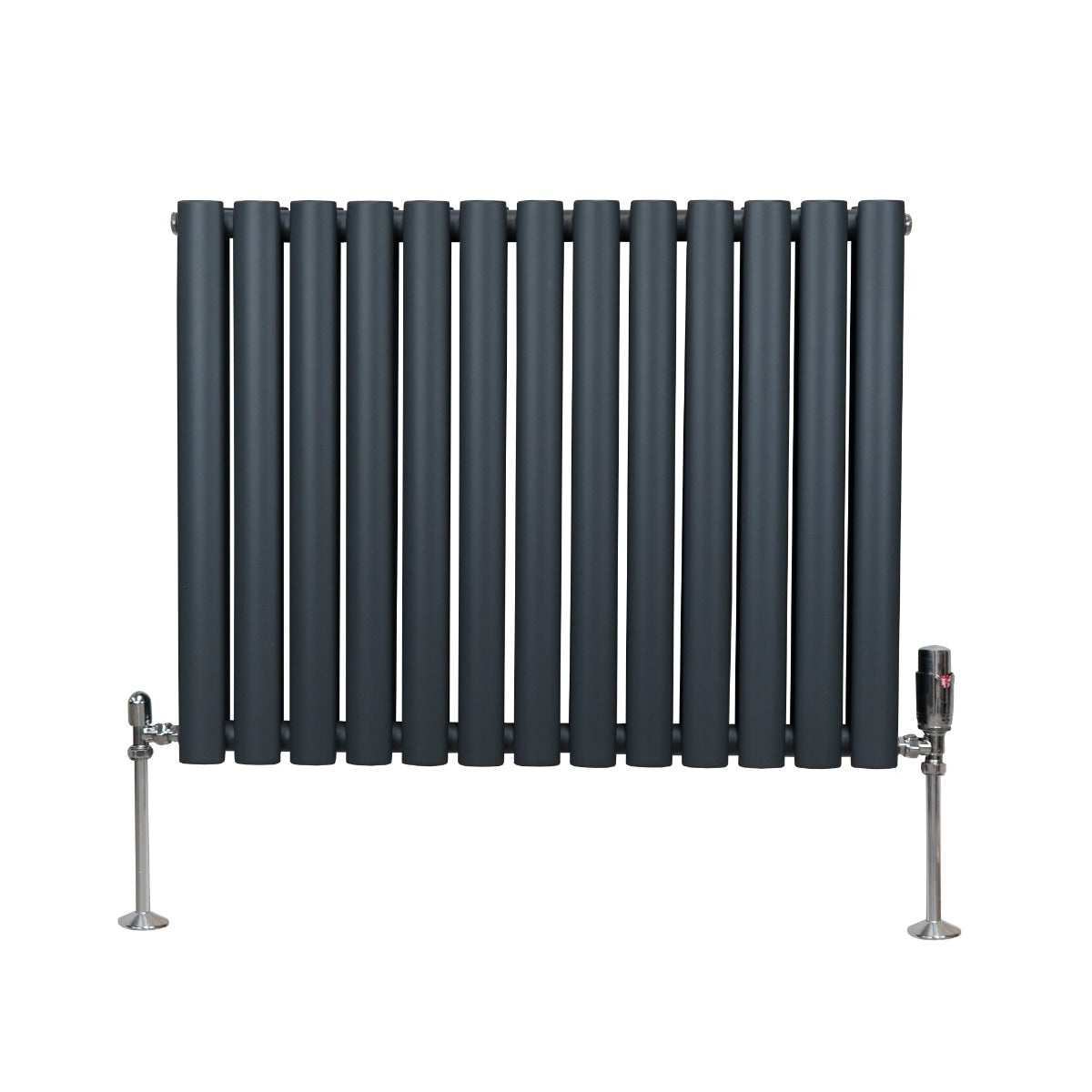 Oval Column Radiator & Valves - 600mm x 780mm – Anthracite Grey - Used - Very Good