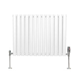 Oval Column Radiator & Valves - 600mm x 780mm – White - Used - Good