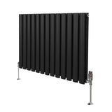 Oval Column Radiator & Valves - 600mm x 780mm – Black - Used - Acceptable