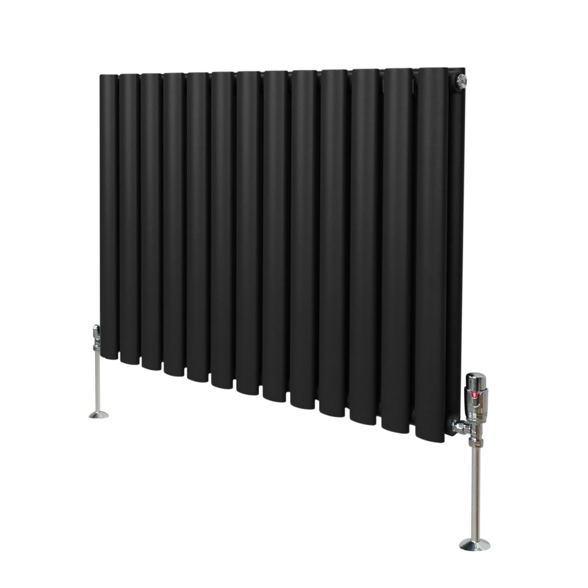 Oval Column Radiator & Valves - 600mm x 780mm – Black - Used - Acceptable