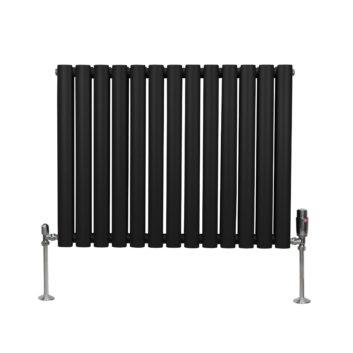 Oval Column Radiator & Valves - 600mm x 780mm – Black - Used - Good