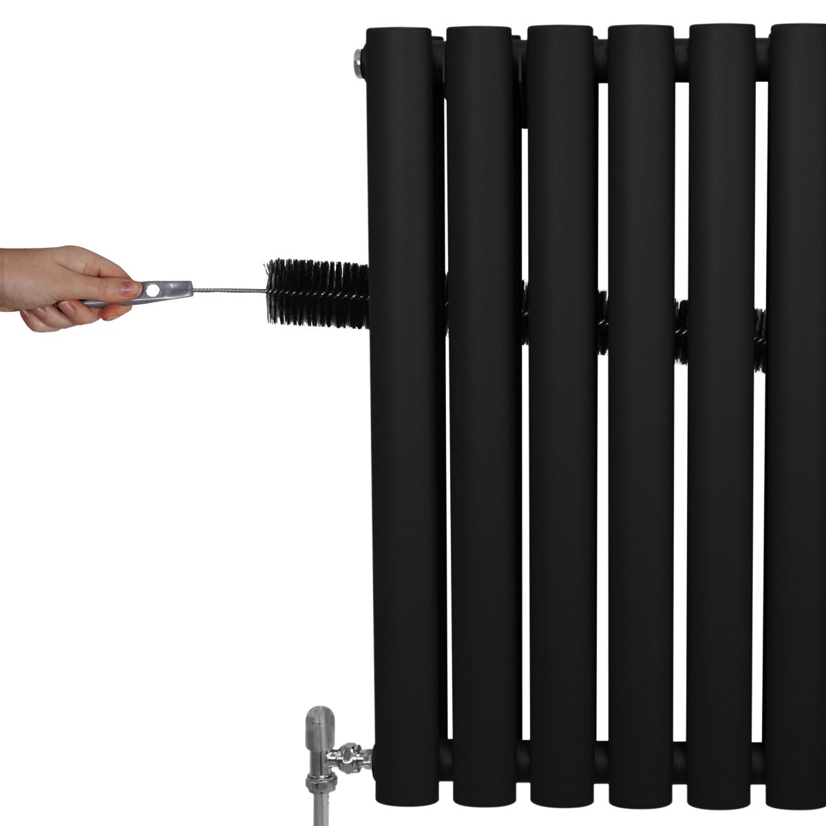 Oval Column Radiator & Valves - 600mm x 780mm – Black - Used - Acceptable