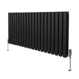 Oval Column Radiator & Valves - 600mm x 1200mm – Black - Used - Acceptable
