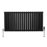 Oval Column Radiator & Valves - 600mm x 1200mm – Black - Used - Acceptable