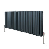 Oval Column Radiator & Valves - 600mm x 1440mm – Anthracite Grey - Used - Very Good