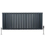 Oval Column Radiator & Valves - 600mm x 1440mm – Anthracite Grey - Used - Good
