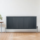Oval Column Radiator & Valves - 600mm x 1440mm – Anthracite Grey - Used - Very Good