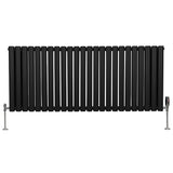 Oval Column Radiator & Valves - 600mm x 1440mm – Black - Used - Acceptable