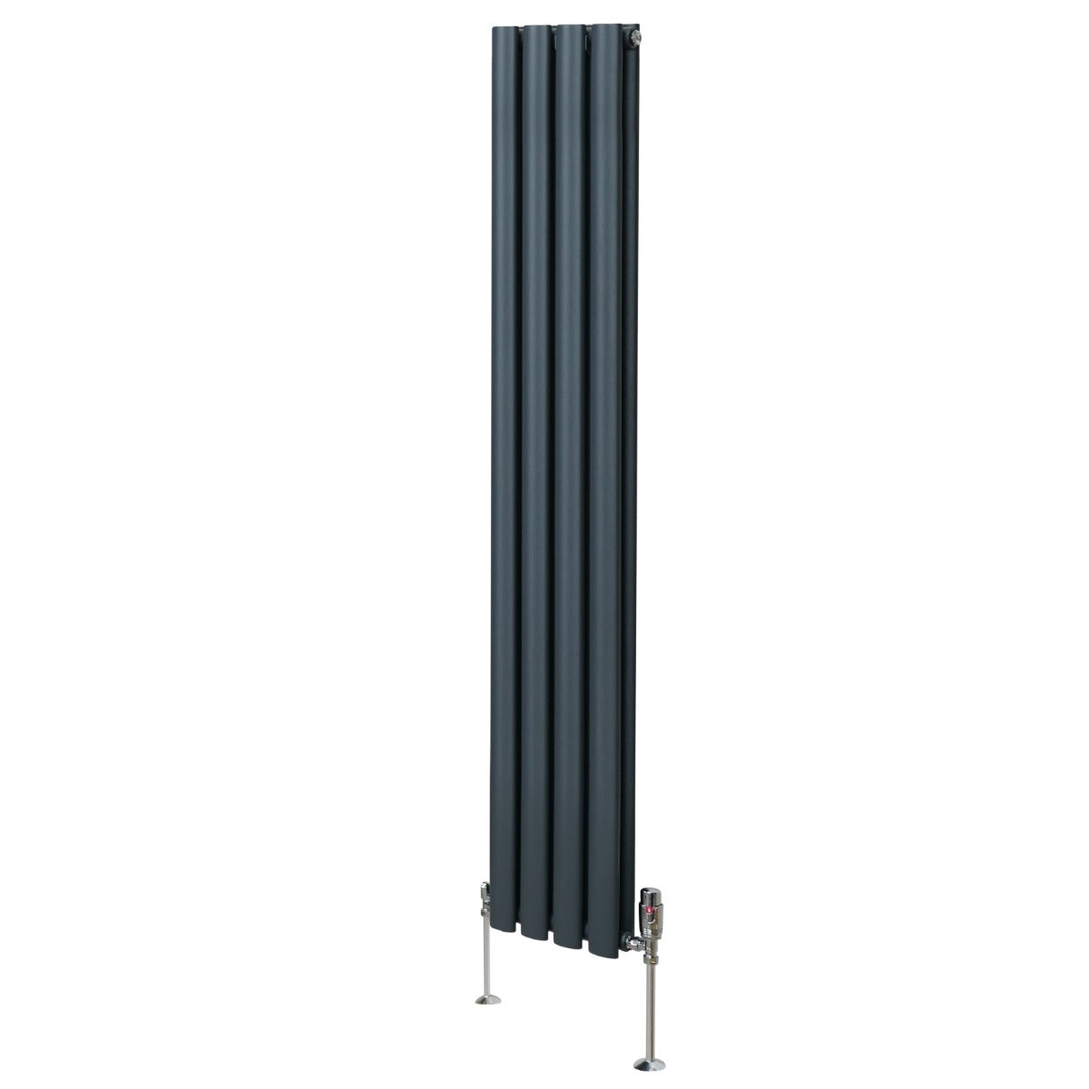 Oval Column Radiator & Valves - 1600mm x 240mm – Anthracite Grey - Used - Acceptable