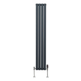 Oval Column Radiator & Valves - 1600mm x 240mm – Anthracite Grey - Used - Good