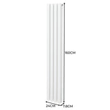 Oval Column Radiator & Valves - 1600mm x 240mm – White - Used - Very Good
