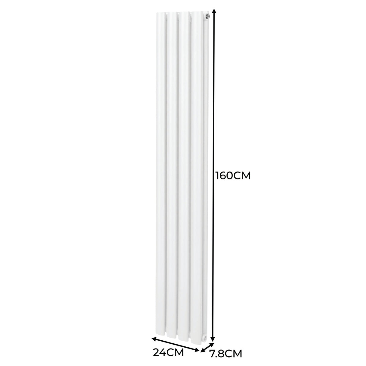 Oval Column Radiator & Valves - 1600mm x 240mm – White - Used - Good