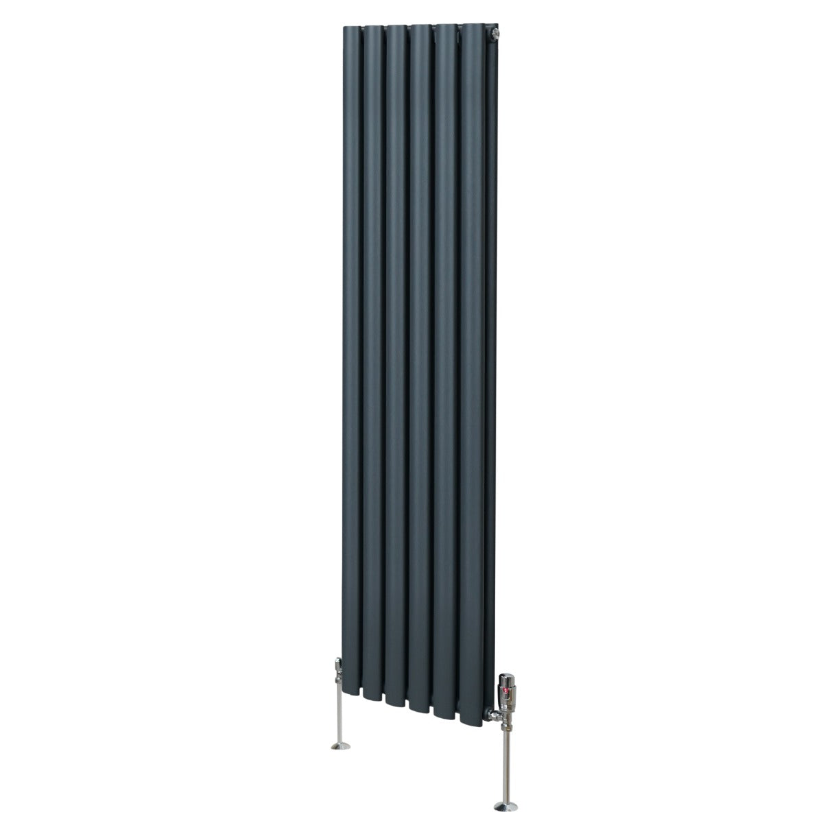 Oval Column Radiator & Valves - 1600mm x 360mm – Anthracite Grey - Used - Very Good
