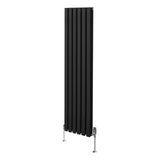Oval Column Radiator & Valves - 1600mm x 360mm – Black - Used - Very Good