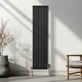 Oval Column Radiator & Valves - 1600mm x 360mm – Black - Used - Good