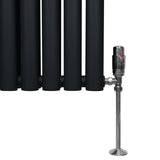 Oval Column Radiator & Valves - 1600mm x 360mm – Black - Used - Very Good