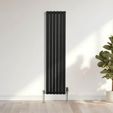Oval Column Radiator & Valves - 1600mm x 360mm – Black - Used - Very Good