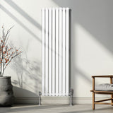 Oval Column Radiator & Valves - 1600mm x 480mm – White - Used - Good