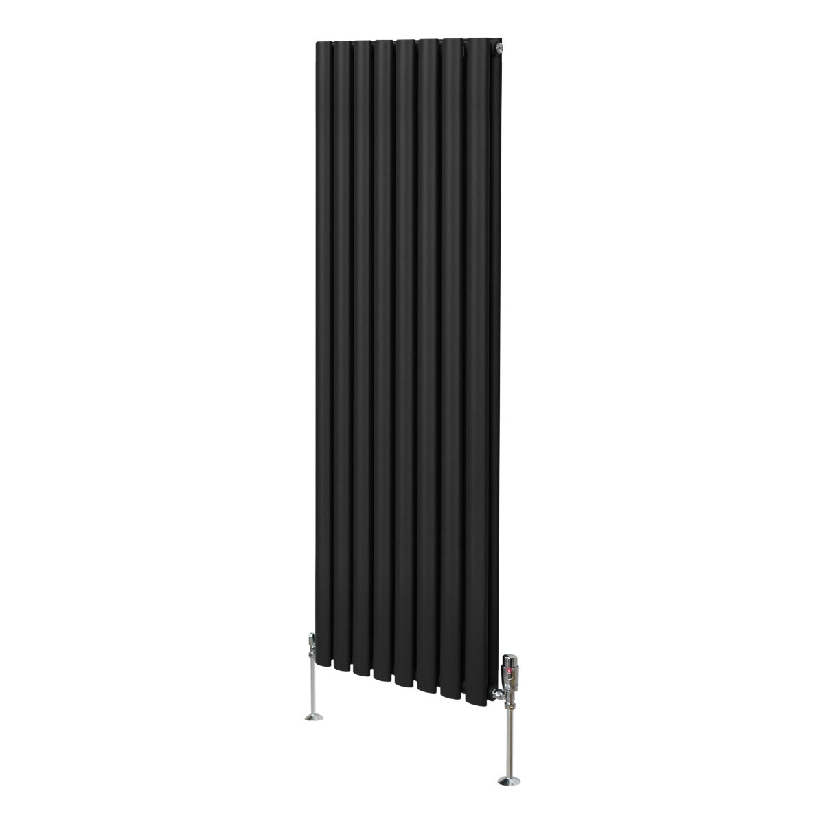 Oval Column Radiator & Valves - 1600mm x 480mm – Black - Used - Acceptable