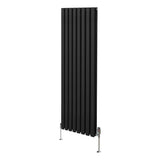 Oval Column Radiator & Valves - 1600mm x 480mm – Black - Used - Acceptable