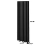 Oval Column Radiator & Valves - 1600mm x 480mm – Black - Used - Acceptable
