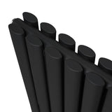 Oval Column Radiator & Valves - 1600mm x 480mm – Black - Used - Acceptable