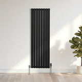 Oval Column Radiator & Valves - 1600mm x 480mm – Black - Used - Acceptable