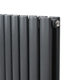 Oval Column Radiator & Valves - 1800mm x 240mm – Anthracite Grey - Used - Very Good