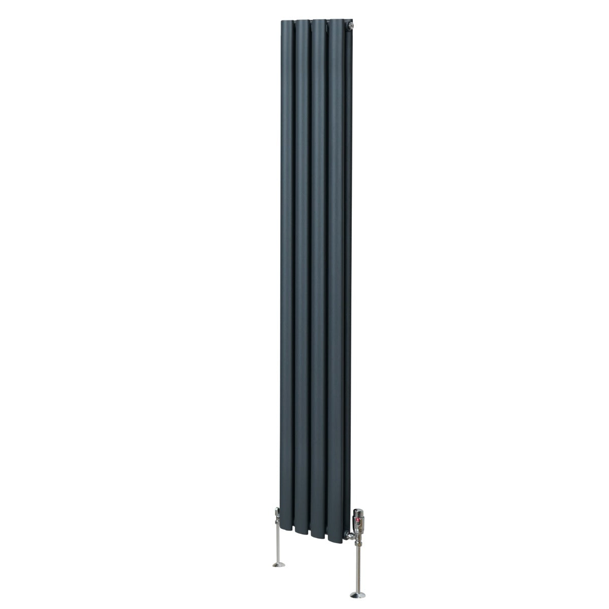 Oval Column Radiator & Valves - 1800mm x 240mm – Anthracite Grey - Used - Very Good