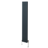 Oval Column Radiator & Valves - 1800mm x 240mm – Anthracite Grey - Used - Very Good