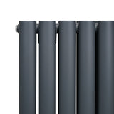 Oval Column Radiator & Valves - 1800mm x 240mm – Anthracite Grey - Used - Very Good