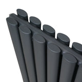 Oval Column Radiator & Valves - 1800mm x 240mm – Anthracite Grey - Used - Very Good