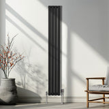 Oval Column Radiator & Valves - 1800mm x 240mm – Black - Like New