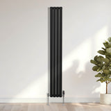 Oval Column Radiator & Valves - 1800mm x 240mm – Black - Like New