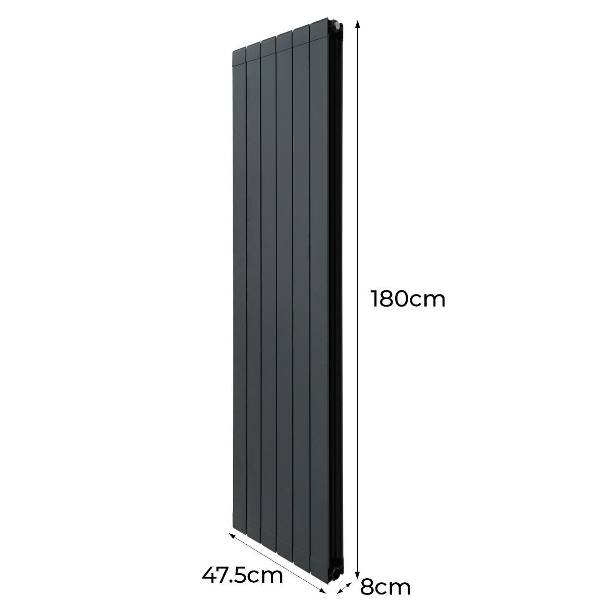 Aluminium Radiator & Valves – 1800mm x 475mm – Anthracite Grey - Like New