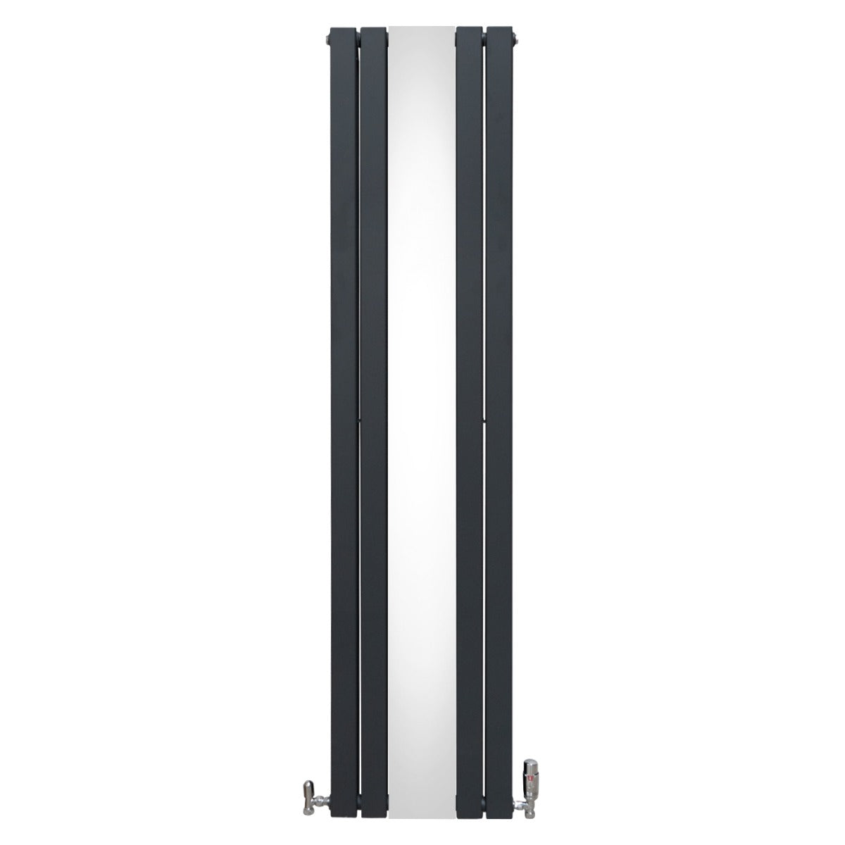 Flat Mirror Radiator & Valves - 1800mm x 425mm - Anthracite Grey - Like New