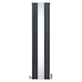 Flat Mirror Radiator & Valves - 1800mm x 425mm - Anthracite Grey - Like New