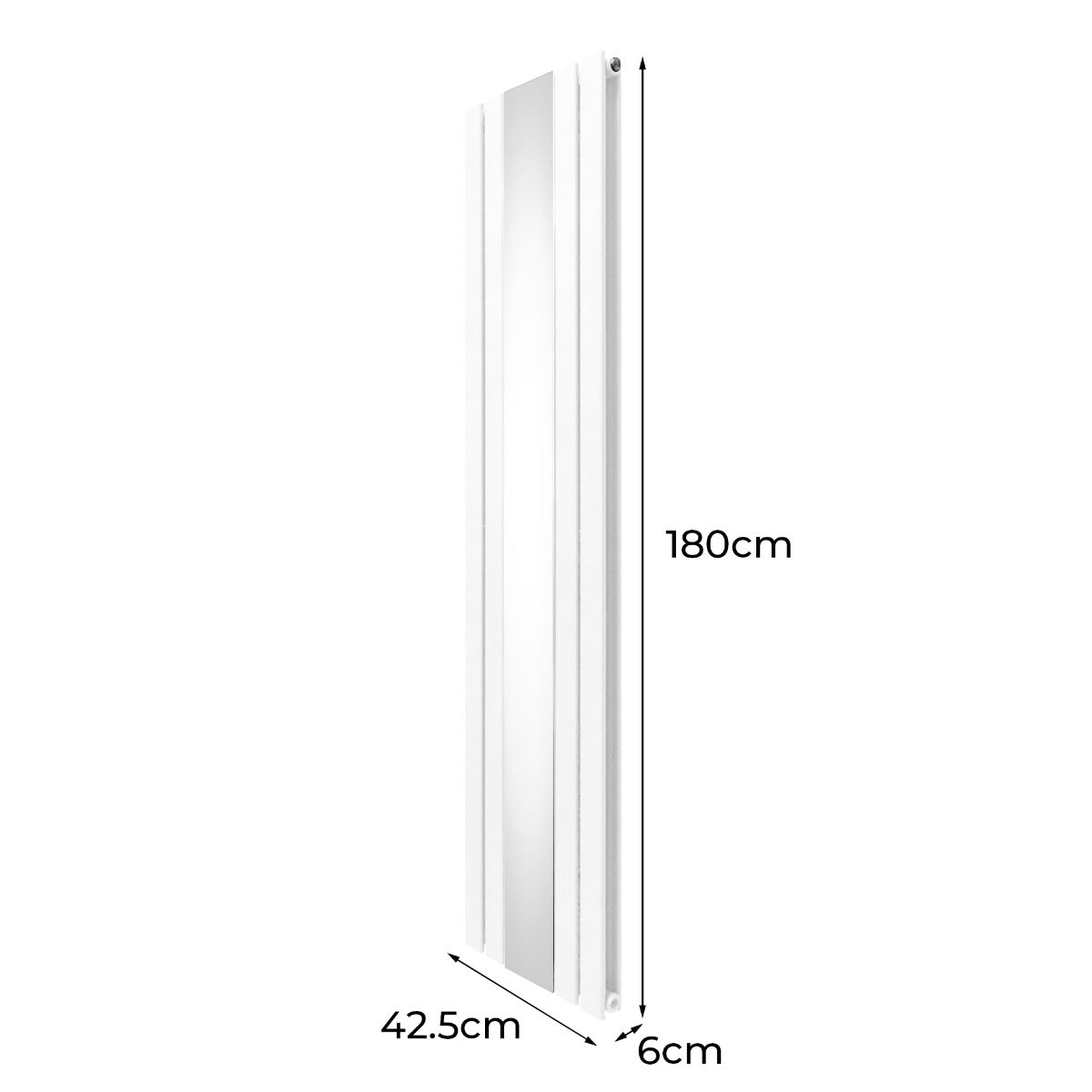 Flat Mirror Radiator & Valves - 1800mm x 425mm - White - Used - Very Good